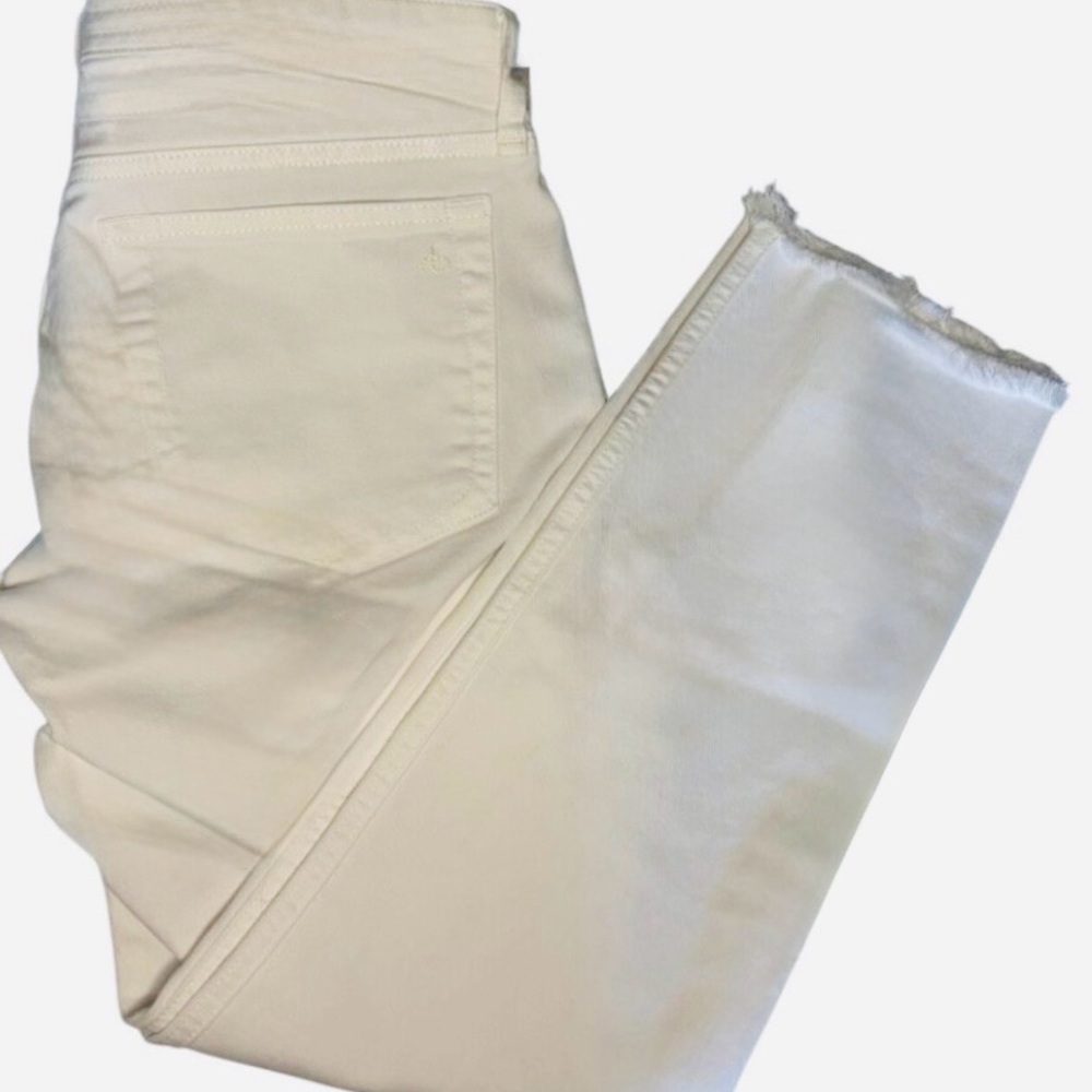 Rag and Bone Frayed Fringe Raw Edge White Jeans, Size 26 - Picture 12 of 13